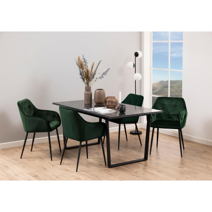 AC Design Furniture Albert – обідній стіл для 6 осіб, 160x90 см, чорний мармур, металеві ніжки