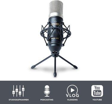 Конденсаторний мікрофон Marantz Professional MPM1000 з поп-фільтром, амортизатором, штативом та XLR кабелем для дому та студії