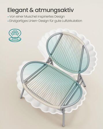 Набір садових меблів SONGMICS з поліротану для балкона та тераси: стіл та 2 крісла (Таубеграу)