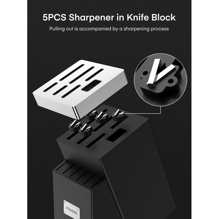 Набір ножів FOHERE 14 предметів з автозаточкою, кухонний набір з нержавіючої сталі, професійний, з ергономічними ручками