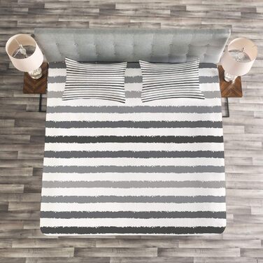 Набір смугастих покривал, сіро-білий гранж, комплект з наволочками Clear Colours, для двоспальних ліжок 220 x 220 см, White Grey 220 см x 220 см Multi 1