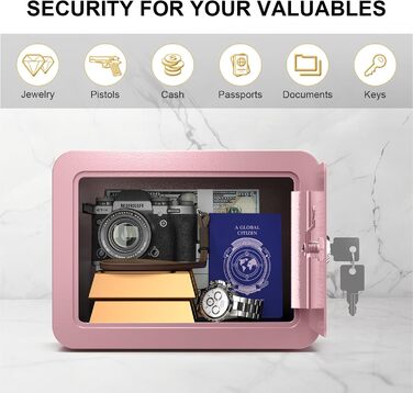 Marcree Cub Safe - Міні-сейф для грошей та особистих речей з ключем (рожевий)