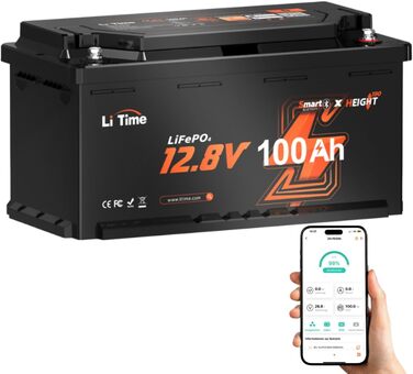 Акумулятор LiTime LiFePO4 12 В 100 Ач, Bluetooth, 4000 циклів, термін служби 10 років, заміна свинцево-кислотного