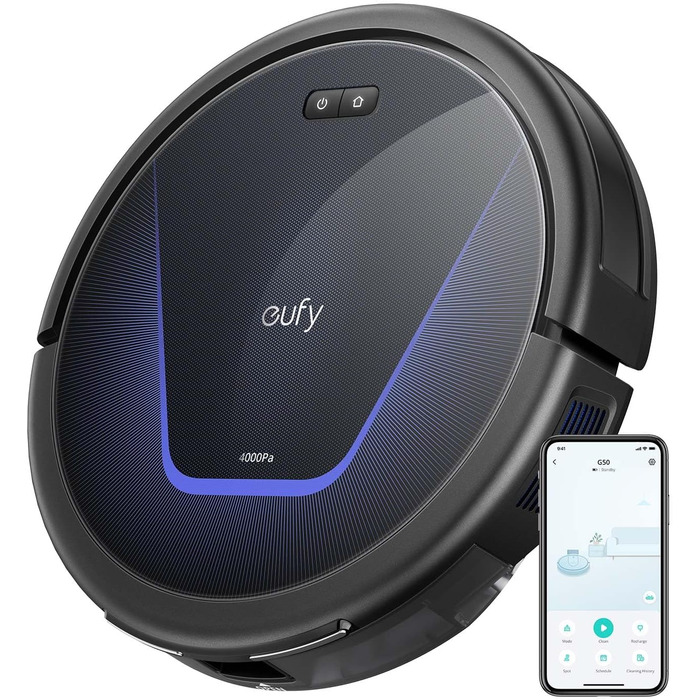 Робот-пилосос EUFY G50, всмоктування 4000 Па, динамічна навігація, дизайн 85 мм, професійний гребінець для розплутування, ідеально підходить для шерсті домашніх тварин