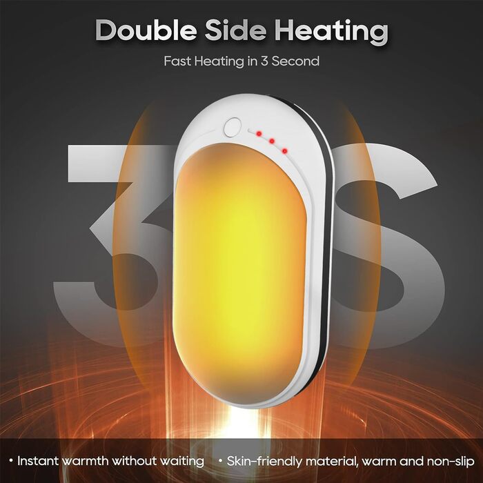 Електричний грієчка Feebee Handwärmer: USB-C, 5200 mAh, Power Bank, 3 режими нагріву, білий