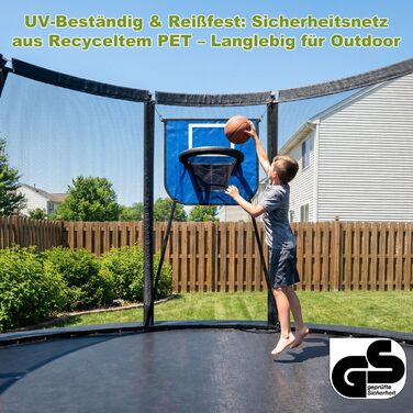 Батут садовий Devoko з сіткою та баскетбольним кільцем, діаметр 305 см, до 150 кг - для дітей та дорослих, чорний