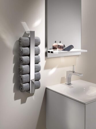 Рушникосушка, металева, глянцева хромована, одноважільна, вертикальна, висота 49,3 см, ванна кімната і гостьовий туалет, настінні, Edition 11
