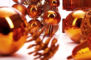 Набір з 101 предметів Brubaker, Різдвяні дрібнички з мережива дерева, помаранчеві ялинкові прикраси