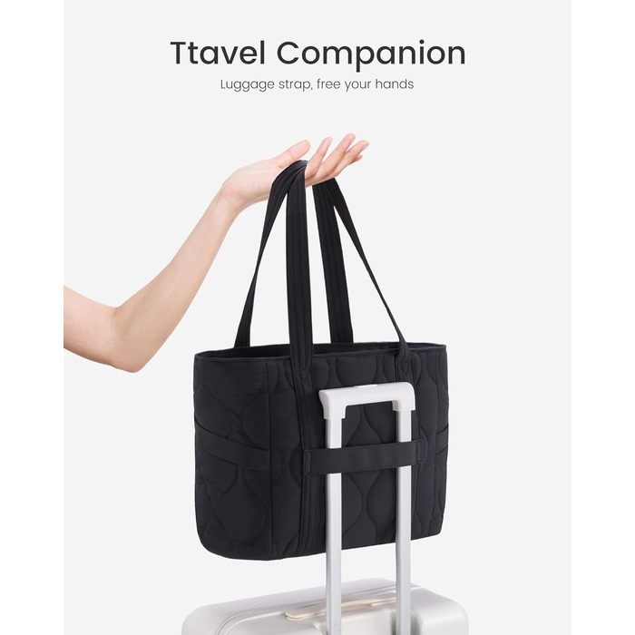 Сумка для ноутбука LOVEVOOK 15.6 дюймів, жіноча сумка-шоппер, велика містка сумка-тоут для роботи, навчання, подорожей, чорна