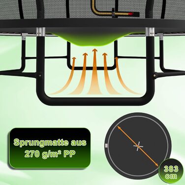 Батут Devoko вуличний Ø427 см, GS-сертифікат, посилені траверси, міцний, надійний, 427x427x265 см