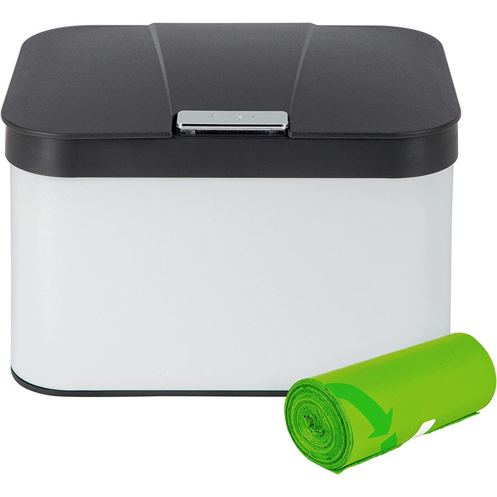 Контейнер для органічних відходів ONVAYA для кухні / контейнер для компосту з кришкою / контейнер для органічних відходів з нержавіючої сталі / органічний контейнер для відходів / без запаху і герметичний / 4,3 літра (нержавіюча сталь білого кольору з міш