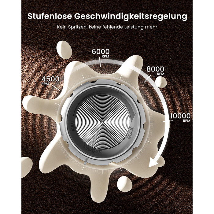 Електричний піноутворювач для молока Maestri House з регулюванням швидкості, знімний металевий вінчик, для лате та капучино (сріблястий)