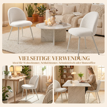 Обідні стільці для кухні, м'яко оббиті жаккардом, розміром 50,5 x 57,5 x 78,5 см, кремово-білі