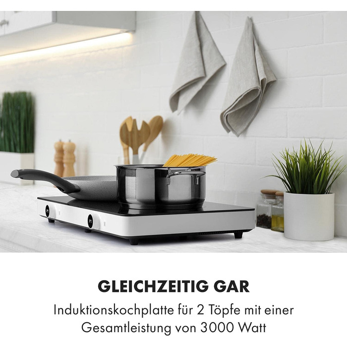 Індукційна плита Klarstein FutureChef Doppel - 3000 Вт, 2 зони, чорна, з LED-дисплеєм та таймером