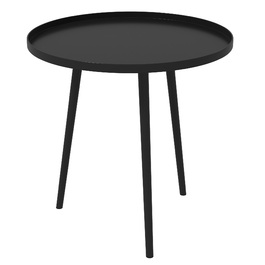 Outsunny Side Table Garden, Атмосферостійкий садовий стіл з піднятим краєм, Сталевий балконний стіл, Круглий журнальний столик 20 кг з навантаженням, Ø40x50H см, Диванний столик для відкритого критого балкона Тераса чорний