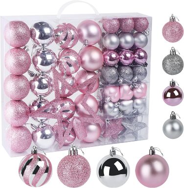 Різдвяна куля набір ялинкових куль-блискуча прикраса різдвяні кулі з рожевого і сріблястого пластику, м, 60 шт.