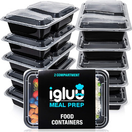 Упаковок 2 контейнери для приготування їжі з коробки для їжі в голку, коробки для ланчу можна використовувати в мікрохвильовій печі, мити в посудомийній машині і повторно використовувати в, 10