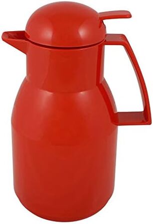 Термос Helios Top Push, 1 літр, червоний, з пластиковою ізоляцією