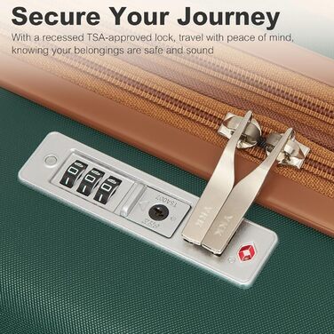 KONO Чемодан-Тролей середнього розміру, валіза для подорожей з ABS+PC, жорсткий корпус, 4 колеса, TSA замок (L) (65см, темно-зелений/коричневий)