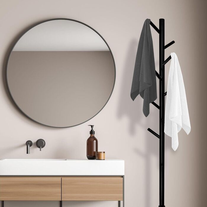 Дерев'яний вішак для одягу Bayt - стійка для одягу 175 см з 8 гачками, чорний колір