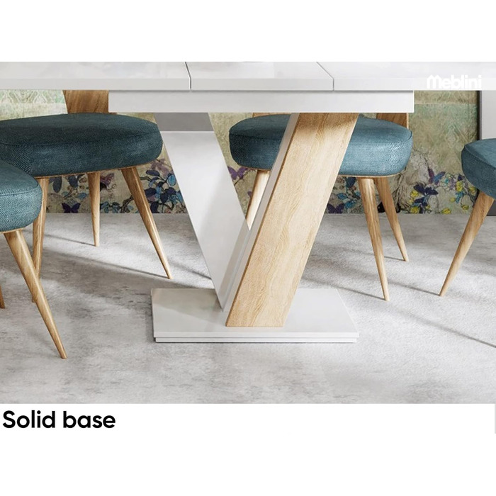 Обідній стіл Meble.In розсувний, сучасний, чорний/білий глянцевий, 120-160x80x75 см