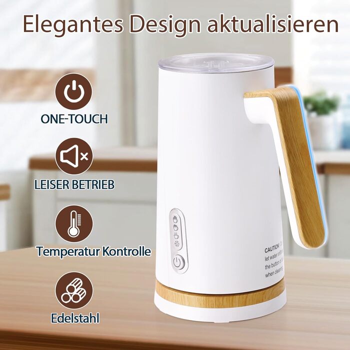 Електричний спінювач молока 4-в-1 – спінювач молока, нагрівач молока, білий