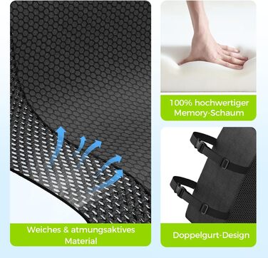 Подушка для попереку AUVON для автомобіля та офісного крісла, підтримка поперекового відділу, покращення постави, піна з пам'яті