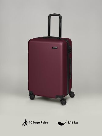 Набір валіз Smartbox Hartschalen 3 шт. для жінок та чоловіків | Легкі та міцні валізи з ABS-пластику | 4 колеса, кодовий замок (Edition 05) (Бургунді, валіза M (66 см))