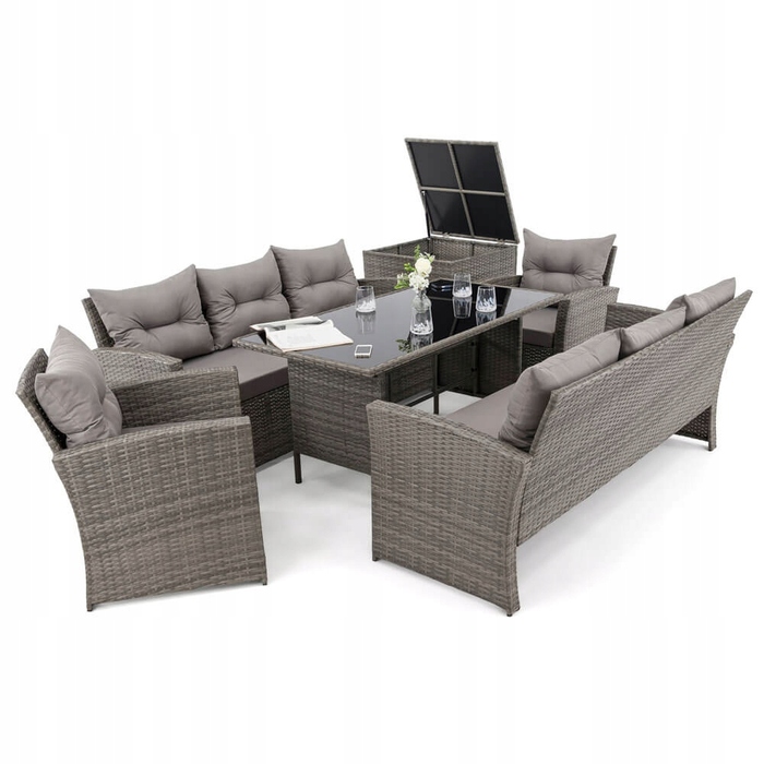 Комплект садових меблів із техноротанга EMWOmeble, сірий, 6 предметів