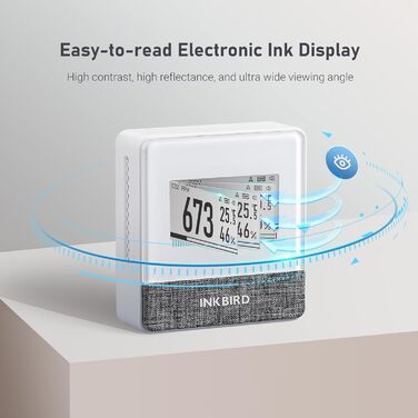 Вимірювач якості повітря Inkbird IAM-T1: CO2, температура, вологість, тиск. Електронний екран, 4 роки роботи від батареї, для дому та офісу