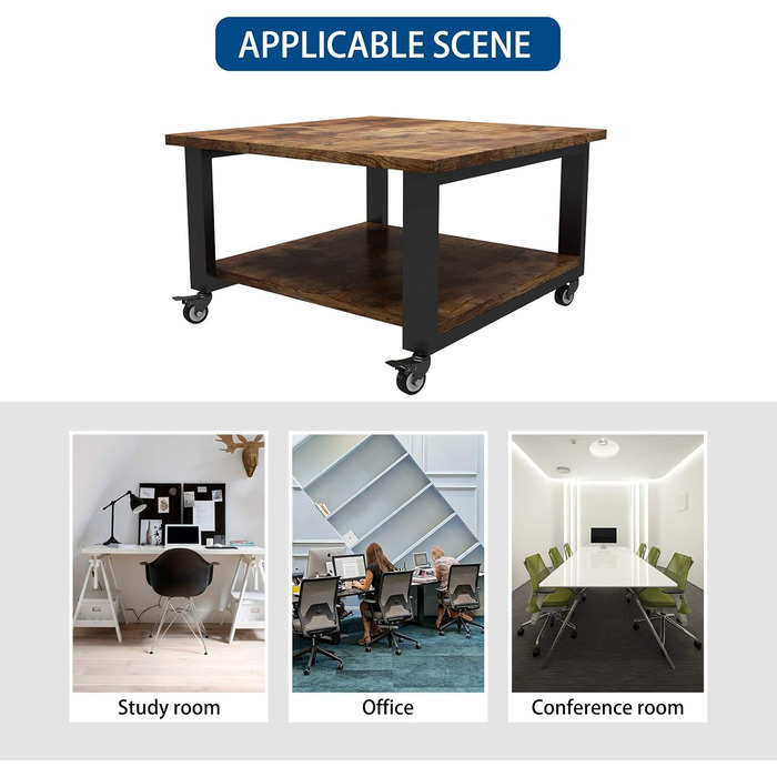 Підставка для принтера Natwind, 2 ящики, 50x50x32 см, великий стіл для принтера, копіювальна стійка під стіл, роликовий візок з полицею для паперу, тримач для принтера на коліщатках для домашнього офісу (ретро)