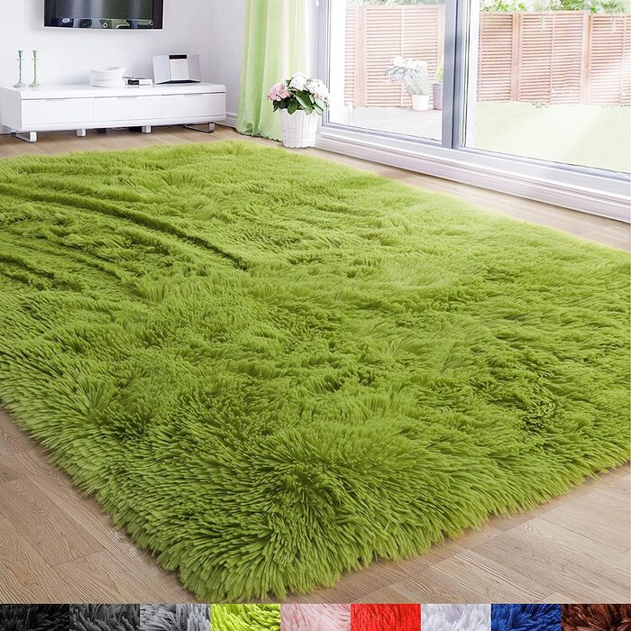 М'який килим для спальні, пухнаста вітальня, дитяча кімната, плюшевий килим, сірий килим, прямокутна форма, симпатична прикраса для кімнати, дитяча трав'янисто-Зелена (5x8 футів, трав'янисто-Зелена)