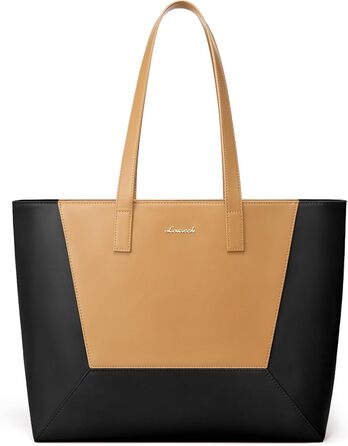 LOVEVOOK Сумка-шопер з натуральної шкіри, велика жіноча сумка на плечі, сумка-тоут, коричнева (чорно-коричнева, M)