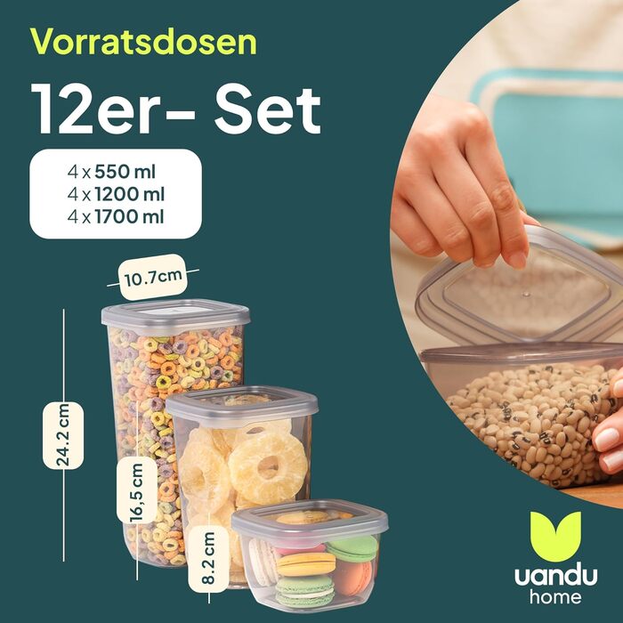 Набір герметичних контейнерів для зберігання продуктів, 12 шт, BPA Free, органайзер для кухні, кухонне приладдя