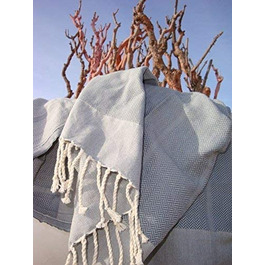 Зузензомер Фута Хамамтух Плайя 100x190 джинси синє банний рушник Хаммам рушник для сауни з елегантною тканиною в ялинку 100 бавовна - халати для хаммама Fair Trade (сірий )