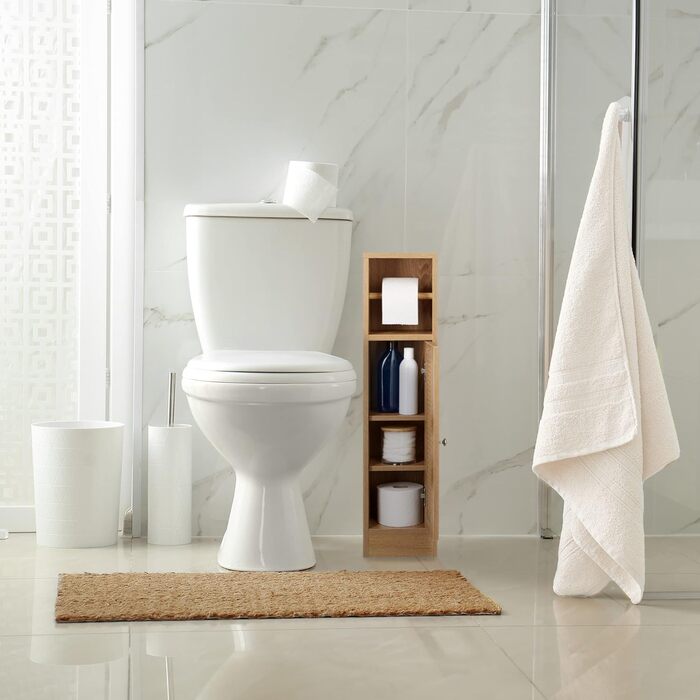 Тримач для туалетного паперу стоячий, полиця для ванної кімнати HBT 80x20,5x21 см, під дерево, вузька шафа для туалетного паперу, коричнева
