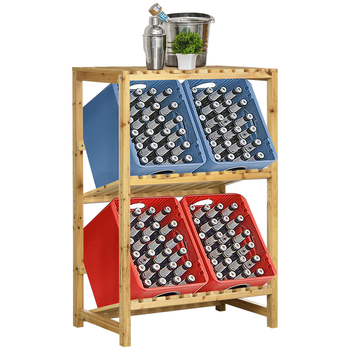 Полиця для пляшок Outsunny Wine Rack з 2 нахиленими полицями, полиця для патіо та саду, натуральна 74x45x111 см, стильна та практична