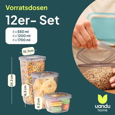 Набір герметичних контейнерів для зберігання продуктів, 12 шт, BPA Free, органайзер для кухні, кухонне приладдя