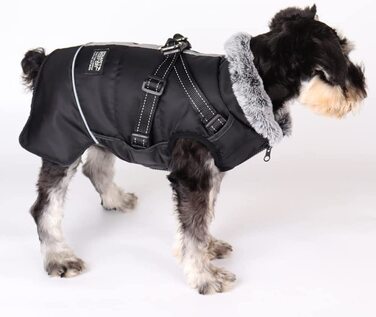 Тепле пальто Oslueidy для собак, зимова куртка для домашніх тварин, світловідбиваючий одяг для маленьких собак, вітрозахисний жилет для цуценят, костюм для собак, сніговий костюм з джгутом для маленьких, середніх, великих собак, бульдога, Тедді, м, Чорний