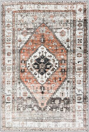 Вінтажний килимок OMERAI Boho 160x230см, короткий ворс, можна прати, східний стиль, помаранчевий, 80x150см