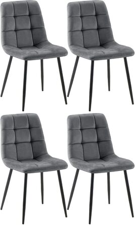 Набір з 4-х м'яких кухонних стільців CLP Asti, темно-сірий, до 150 кг