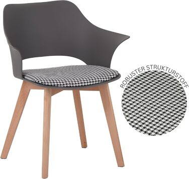 Набір з 4 стільців Albatros для їдальні Aalborg, білий - з масивних букових ніжок, скандинавський ретро-дизайн, зручний стільчик-чаша. Елегантний кухонний стілець, стілець для їдальні до столу білий (сірий)