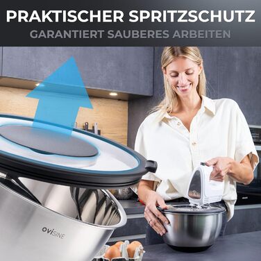 Набір мисок Roumare з нержавіючої сталі | 3 шт. | ⌀ 24, 20, 16 см | Миски для змішування, салатники | Кухня | Нековзний дно | 1,0л - 2,5л - 4,5л | З аксесуарами