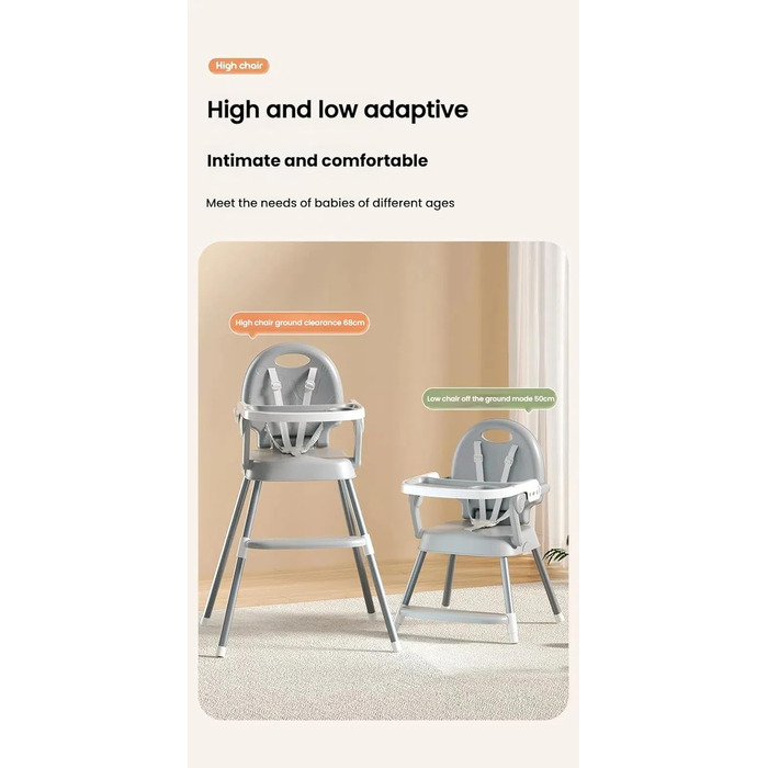 Дитячий стільчик для годування Magic ZC 8123 Grey - регульована висота, 3 положення, знімні столики
