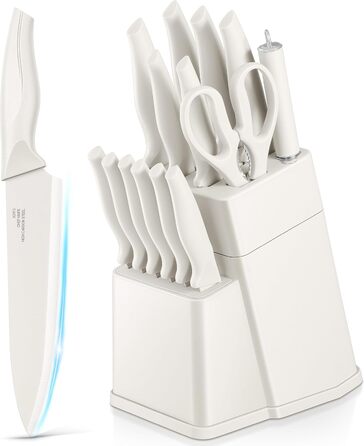 Набір кухонних ножів TEAMFAR з бруском, 15 предметів, нержавіюча сталь, антипригарне покриття