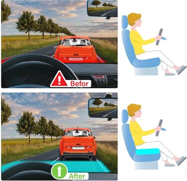 Автокрісло-подушка для спини з Memory Foam для полегшення болю в попереку, велике сидіння для коротких водіїв у далеких поїздках - подушка для автомобіля, офісу - чорний
