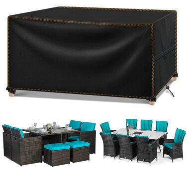 Водонепроникний чохол для садово-патіо меблів 420D Oxford, 190x140x90 см, чорний