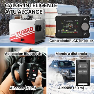 Дизевий опалювач TURBRO 8kW з баком 5L, 12V/24V, LCD-дисплеєм, пультом ДУ та Bluetooth, таймер, для автодому, вантажівки, човна, намету