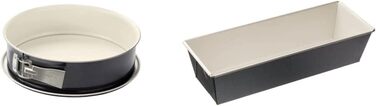 Деко Ø 28 см BACK-TREND, форма для випічки з плоским дном, кругла форма для випічки зі сталі з антипригарним керамічним армованим покриттям (крем/антрацит), кількість (комплект з формою для випічки, 30 см)