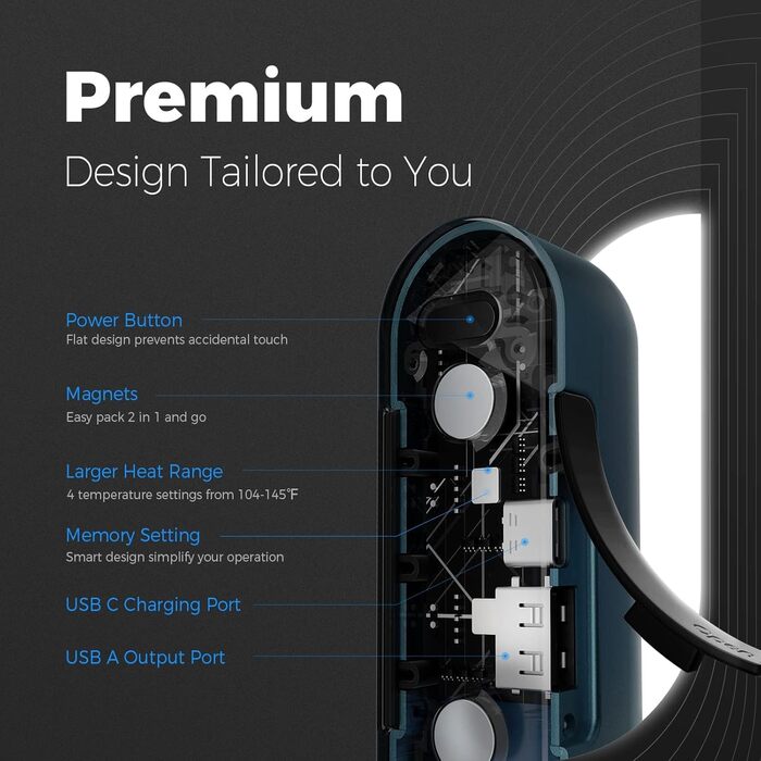 Електричний грієчка OCOOPA MagTwins UT2s (10000 mAh, 4 режими нагріву, блакитний)